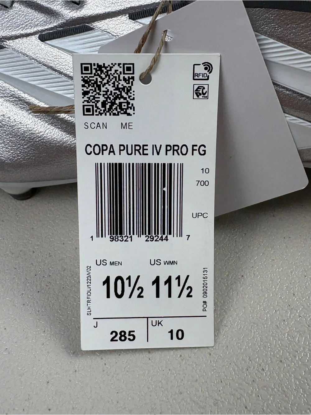 Adidas Copa Pure IV Pro Firm Ground FG Soccer Cleats Silver JQ0423 Men Size 10.5